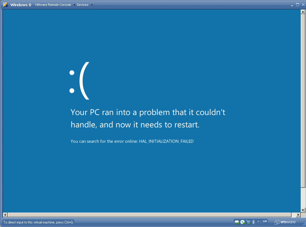 BSOD when starting Windows 8 on VMware Server 2.0.2