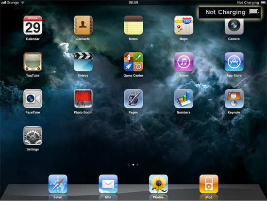 iPad 2 shows 'Not Charging'